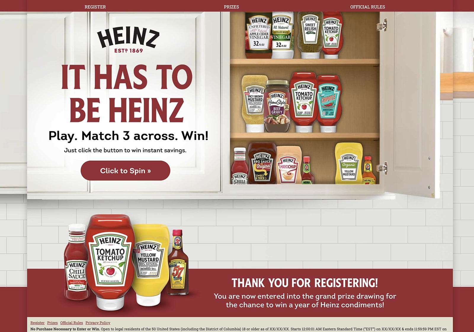 Heinz instant-win promotion screen