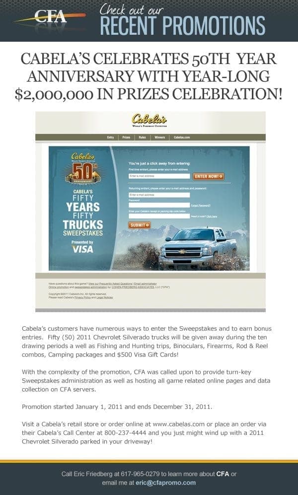 Cabela's 50th-Anniversary Promotion featured visual